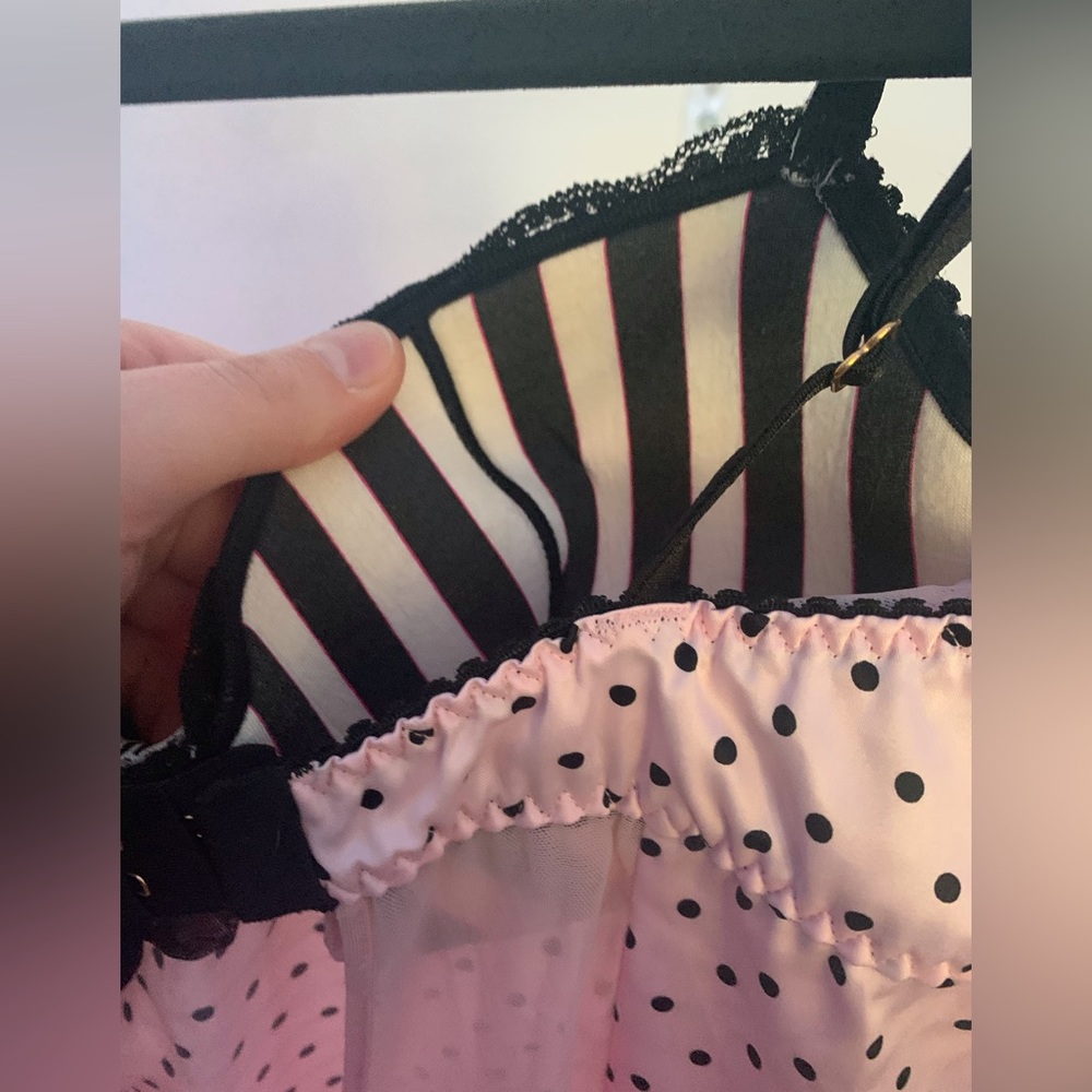 Pink and Black Polka Dot Slip Lingerie